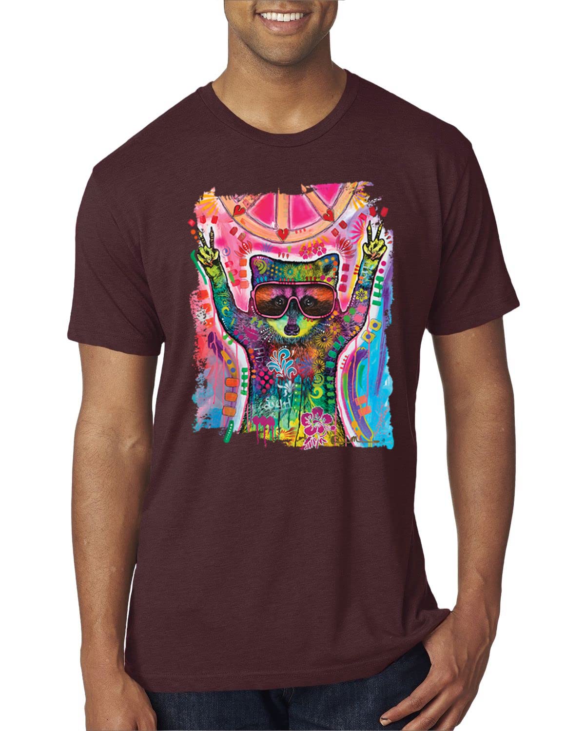 Dean Russo Cosmic Trash Panda Animal Lover Men's Premium Tri-Blend T-Shirt - Soft Vintage Style Graphic Tee for Casual Wear & Animal Lovers