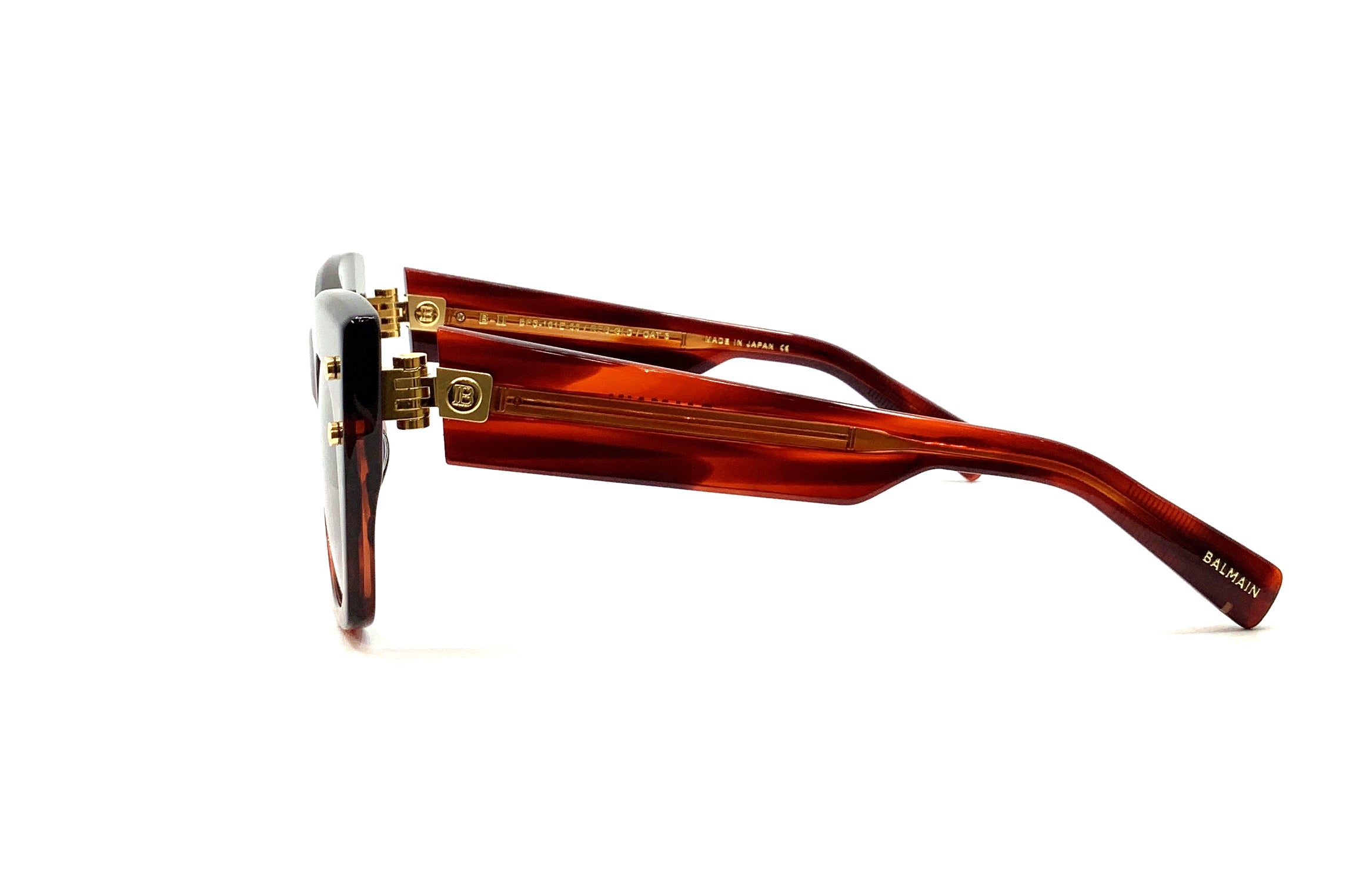 Balmain B II Sunglasses - Red & Gold Frame UV Protection - Perfect for Outdoor Activities, Travel, and Fashion Accessories