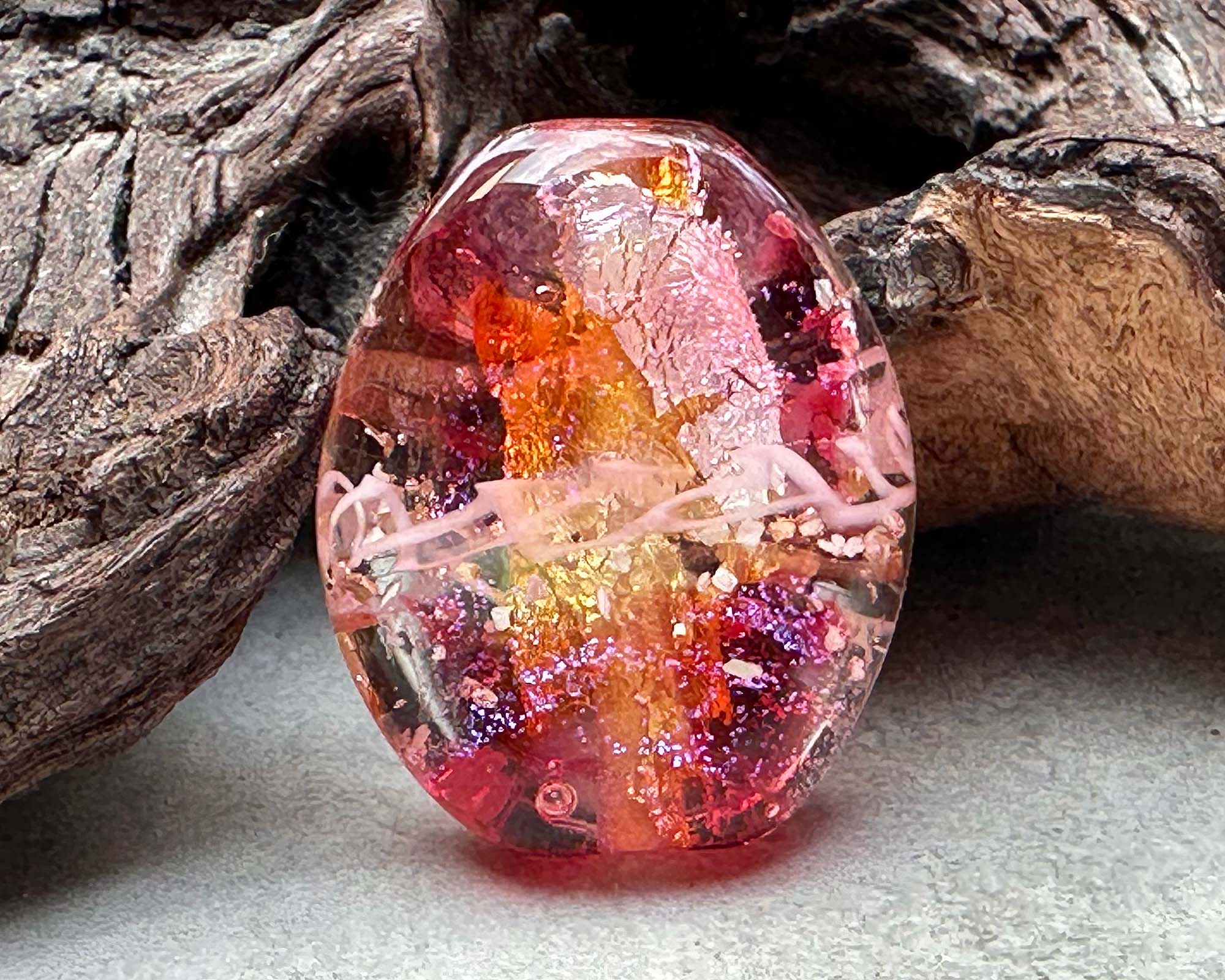 Pink Bling Mica Lampwork Focal Bead SRA - Handmade Glass Beads for Jewelry Making, DIY Crafts, Necklaces & Bracelets - Perfect for Beaders, Artists & Craft Lovers