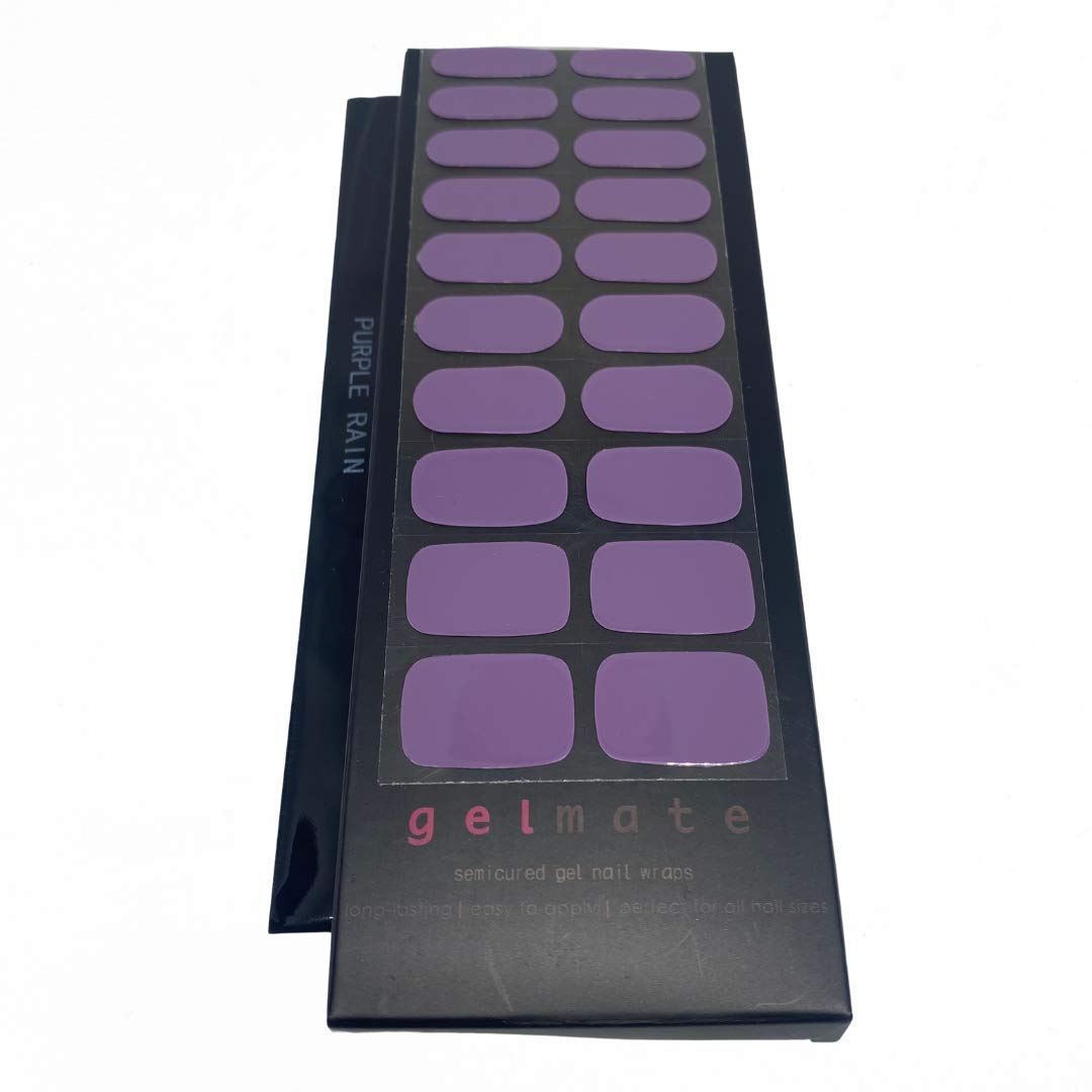 20 Pcs Semi-Cured Gel Nail Strips - Purple Rain Color | UV/LED Lamp Required | Long-Lasting Real Gel Polish Stickers | Perfect for Home Manicures & Salon Nails