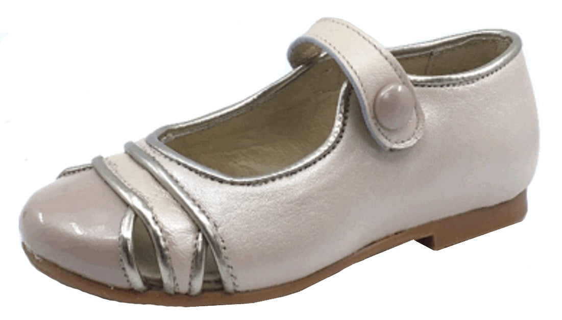 Luccini Girls Cut Out Snap Mary Jane Shoes with Pearl Accents - Stylish & Comfortable Flats for School, Parties & Special Occasions