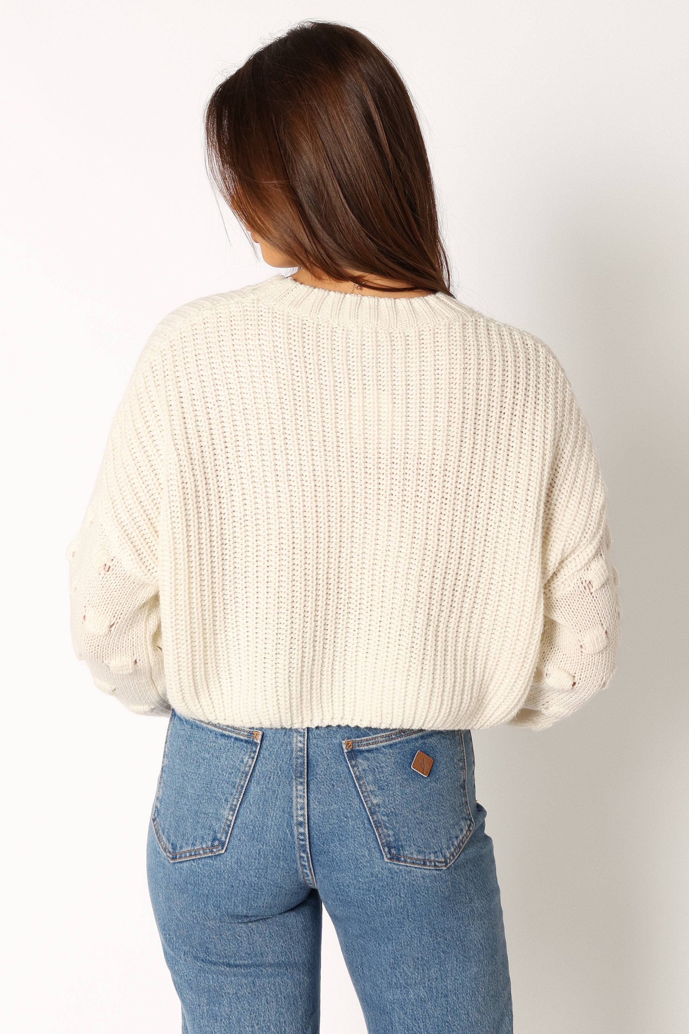 Catalina Polka Dot Knit Sweater Ivory - Women's Stylish Textured Pullover for Casual Wear & Fall Fashion