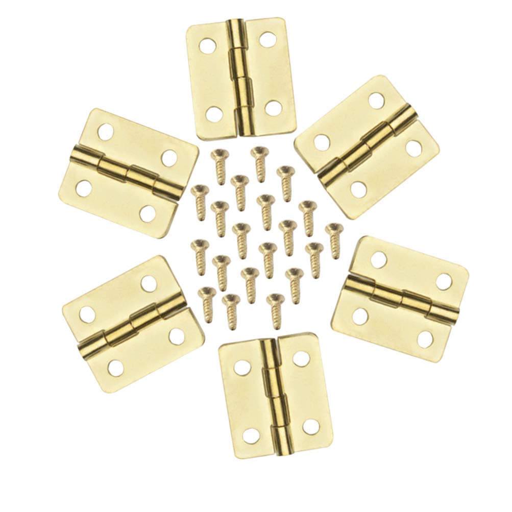 Healifty 20pcs 1:12 Scale Miniature Hinges for Dollhouse Furniture - Brass Cabinet & Closet Hardware with 80 Screws - Perfect for DIY Dollhouse, Model Building, and Miniature Projects