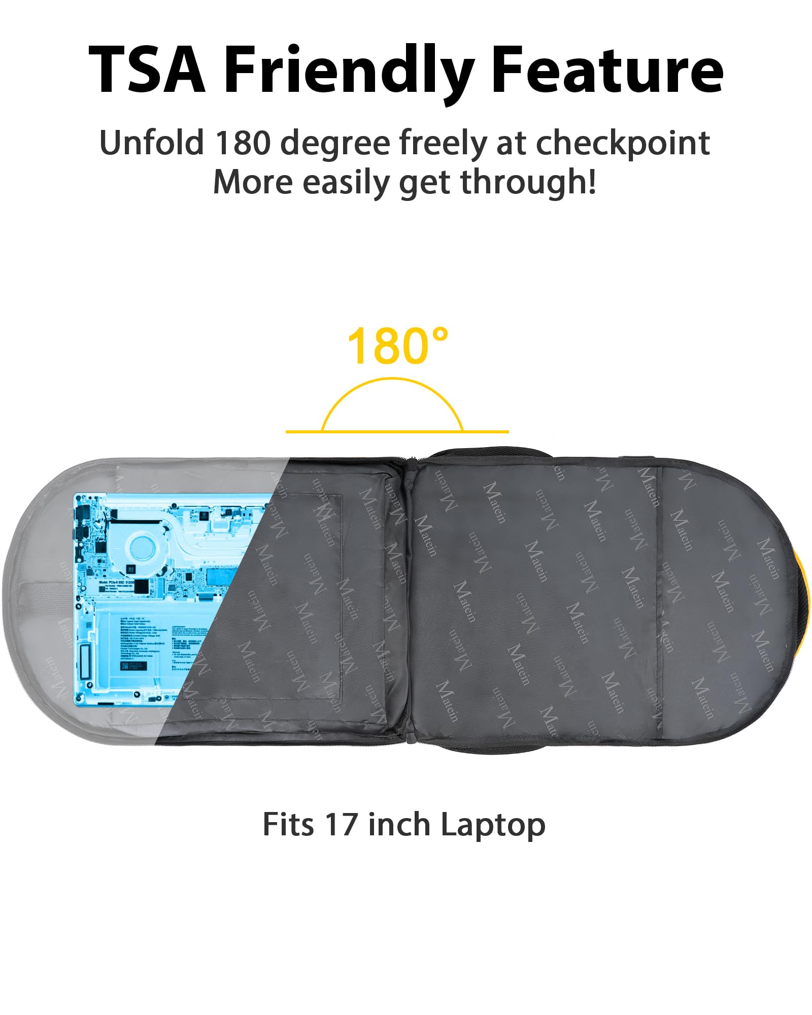 Matein Large Travel Backpack for Women & Men - Airline Approved Carry-On Backpack with TSA-Friendly Laptop Compartment (Fits 17 Inch Laptop) - Water Resistant & Durable - Perfect for Business Trips, College & Weekend Getaways
