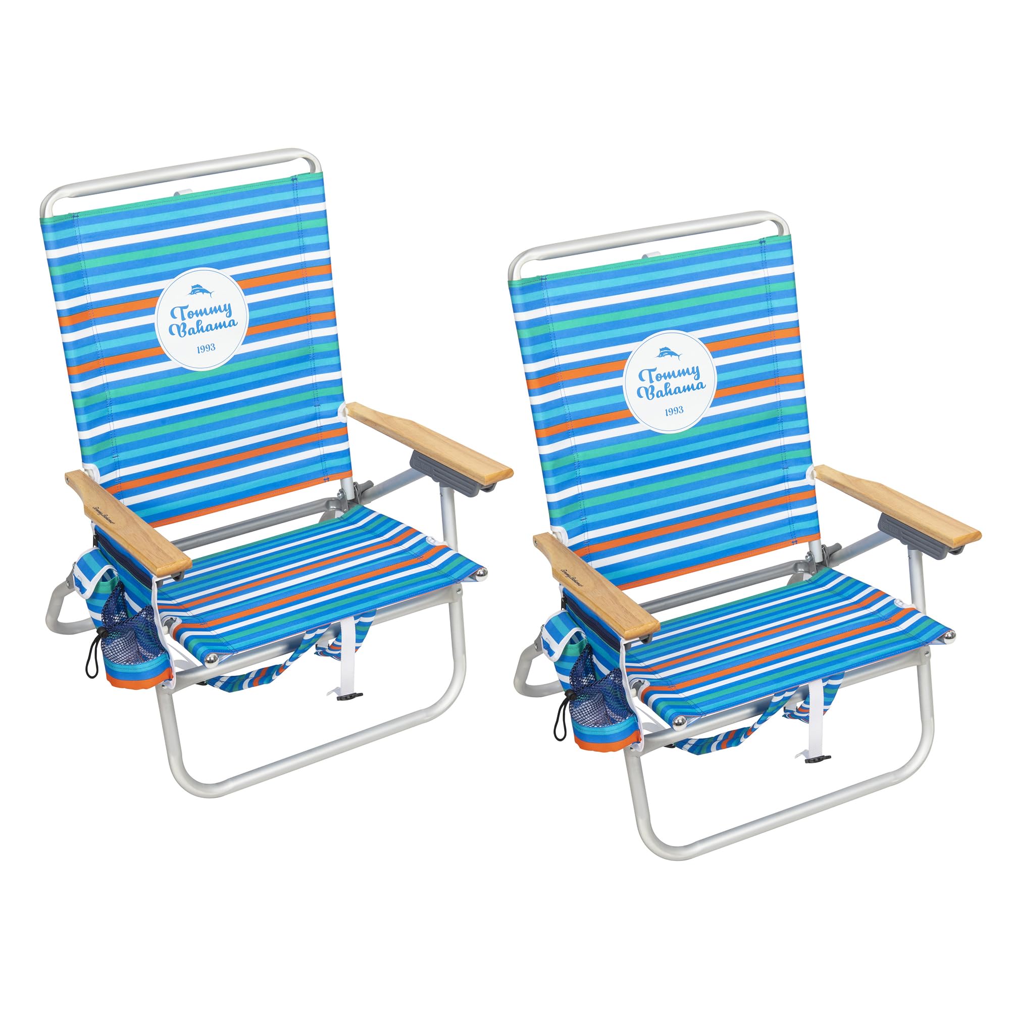 Tommy Bahama 2-Pack Folding Beach Chairs with 4-Position Adjustable Backrest & 12.8