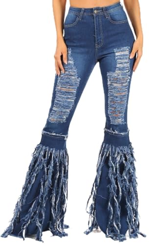 Distressed Tassel Medium Denim