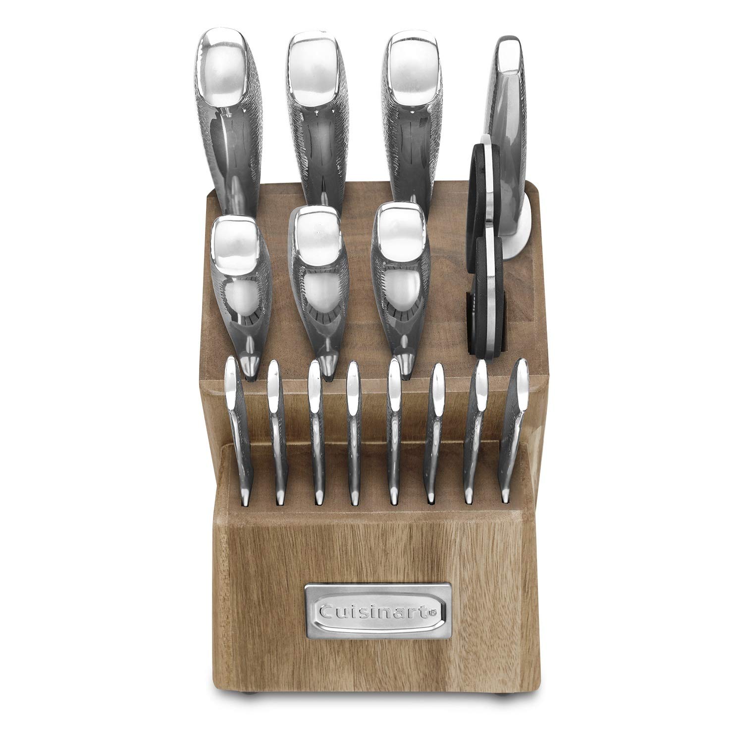 Premium Cuisinart Classic 17-Piece High-Carbon Hammered Stainless Steel Forged Knife Set with Sheath & Blade Guards - Professional Kitchen Cutlery for Chefs, Home Cooking & Gourmet Food Preparation