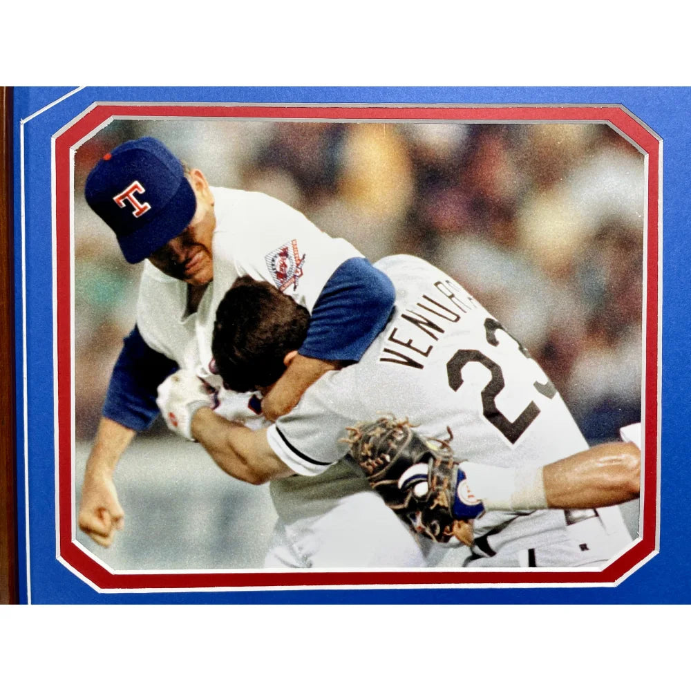 Nolan Ryan Autographed 8x10 Dual Photo Frame with Bloody Lip & Fight Scene - Includes COA & Player Hologram - Texas Rangers Memorabilia - Perfect for Sports Fans, Collectors & Man Cave Decor