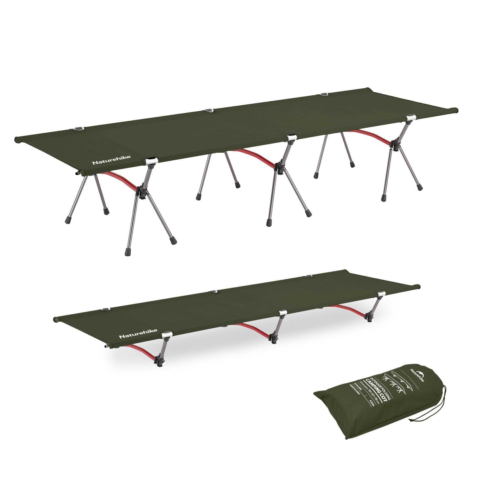Naturehike ArmyWild Ultralight Folding Camping Cot with Leg Extenders - 330lbs Capacity Portable Backpacking Bed for Outdoor Camping, Hiking, Travel & Home Use - Perfect for Backpackers, Campers & Emergency Preparedness