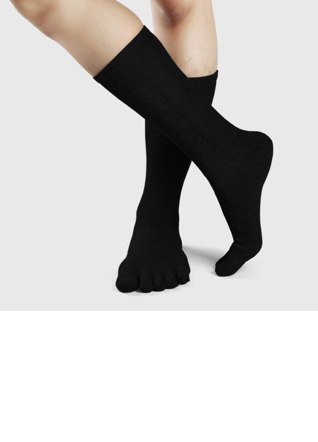 ZAKASA Men's Toe Socks for Running & Athletic - 5 Finger Cotton Crew Socks with Cushion - Perfect for Sports, Yoga, and Outdoor Activities