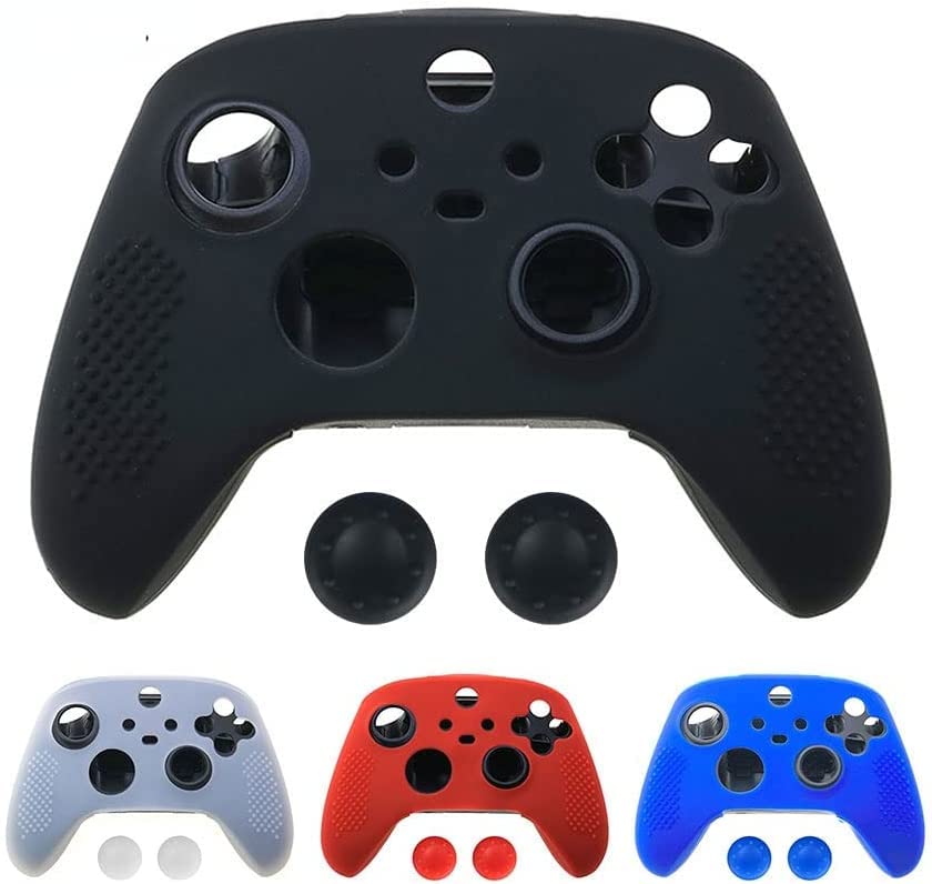 Anti-Slip Soft Silicone Cover with 2PCS Joystick Caps for Xbox Series X/S Controller - Durable Rubber Protective Skin Replacement (Red) - Perfect for Gaming, Travel, and Long Play Sessions