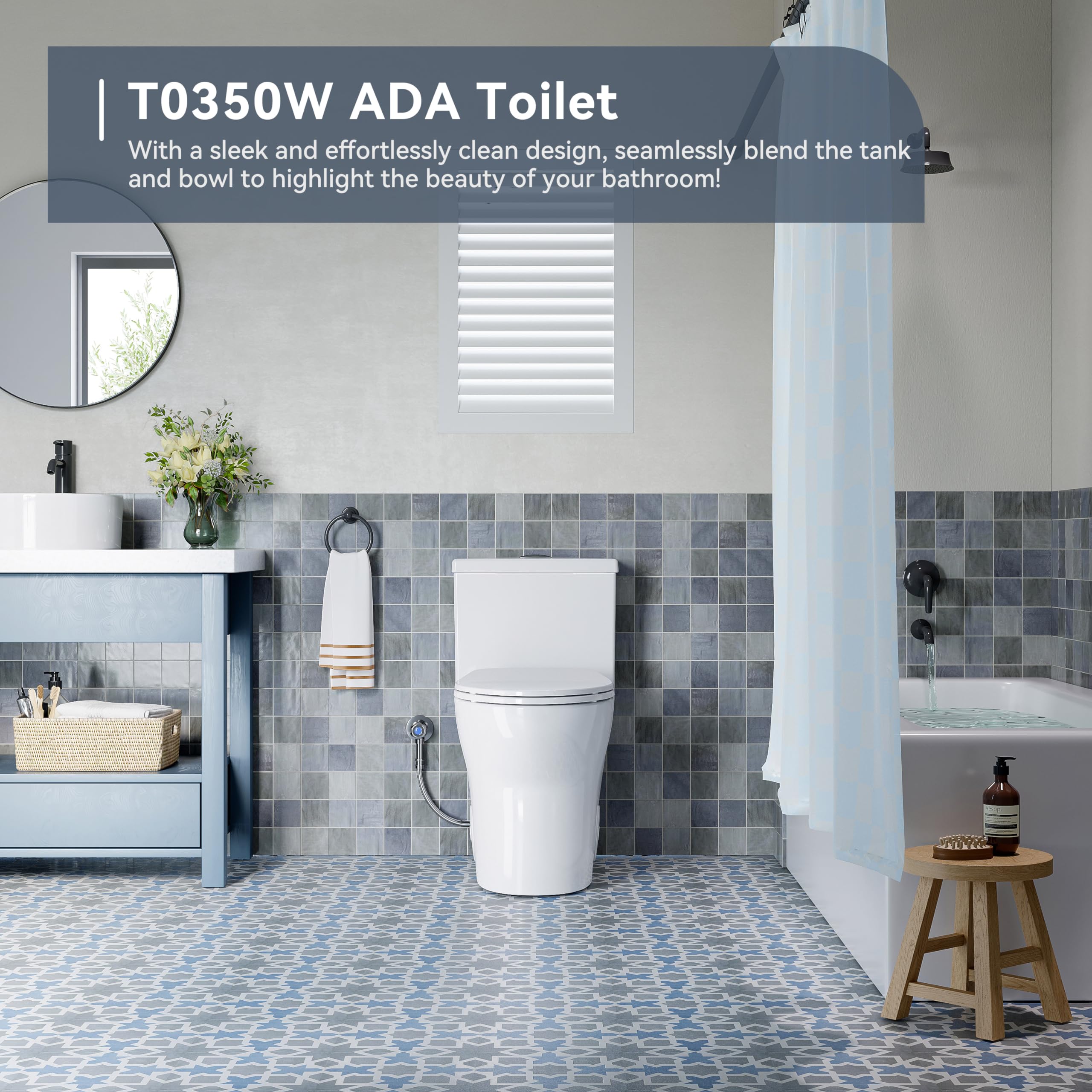 HOROW T0350W ADA Compliant One Piece Toilet - 17