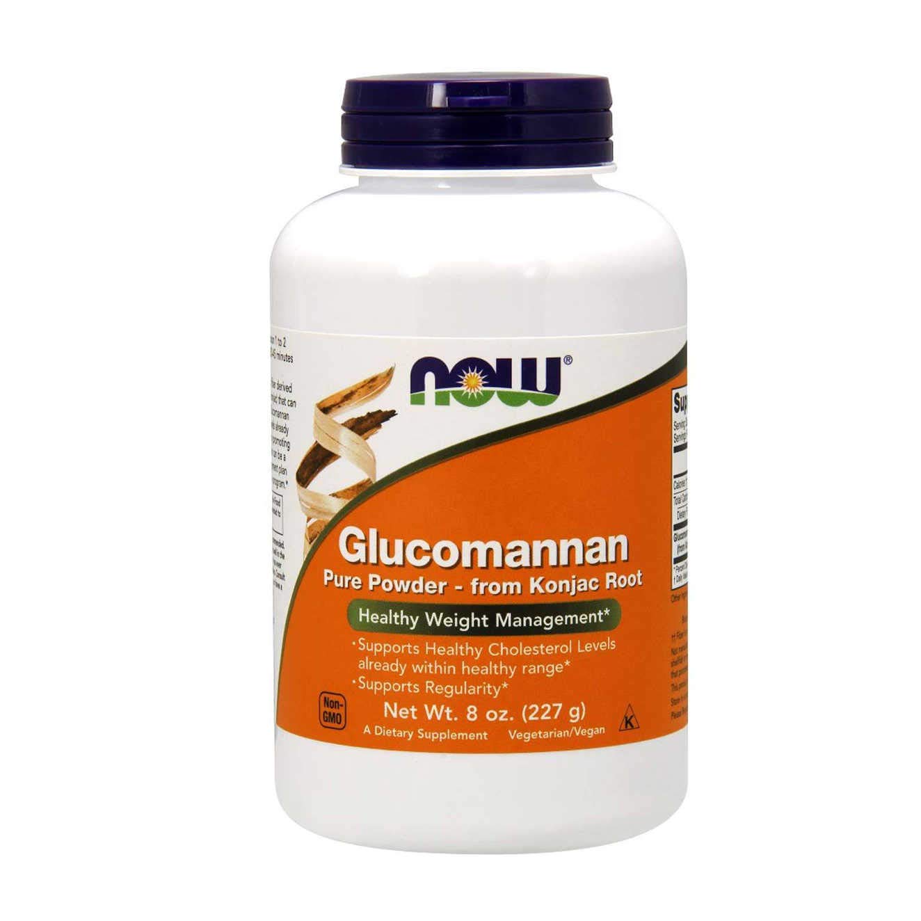 NOW Foods Glucomannan Pure Powder - 8 oz | Konjac Root Fiber Supplement for Weight Management & Digestive Health | Perfect for Smoothies, Baking & Low-Carb Recipes