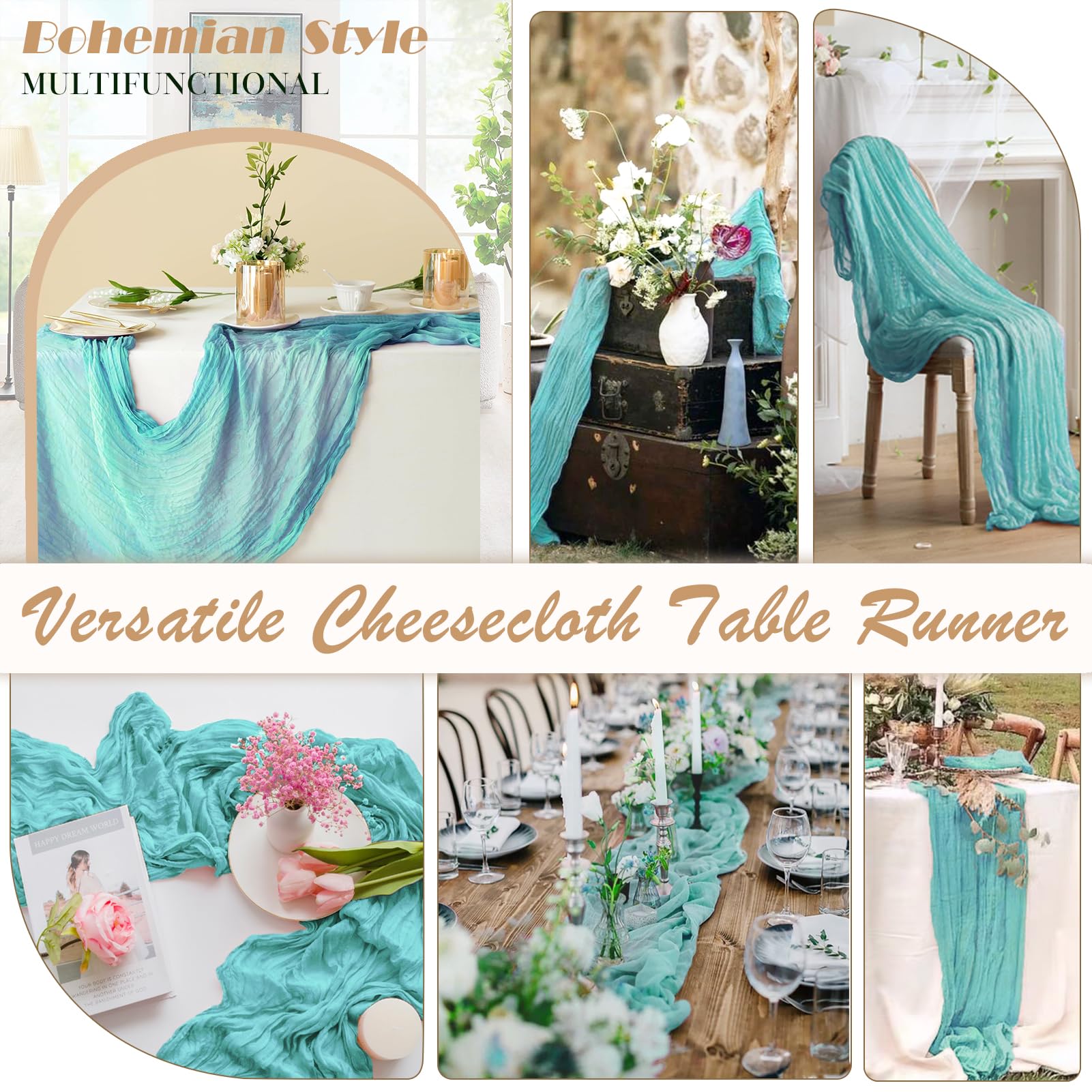 Teal Cheesecloth Table Runner 2 Pack - 35