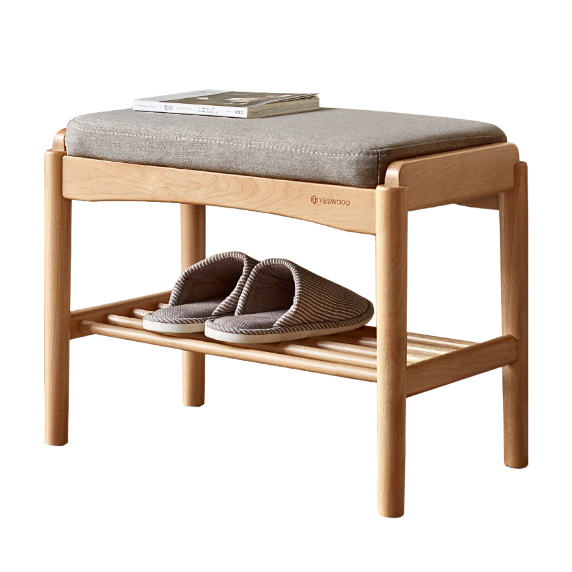 Solid Wood Shoe Storage Bench - Beech, Cherry, Walnut & Oak - Entryway Organizer for Home & Closet Storage