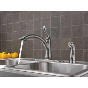 Delta Faucet Linden Single-Handle Chrome Kitchen Sink Faucet with Pull-Down Sprayer - 4453-DST Model (9.81