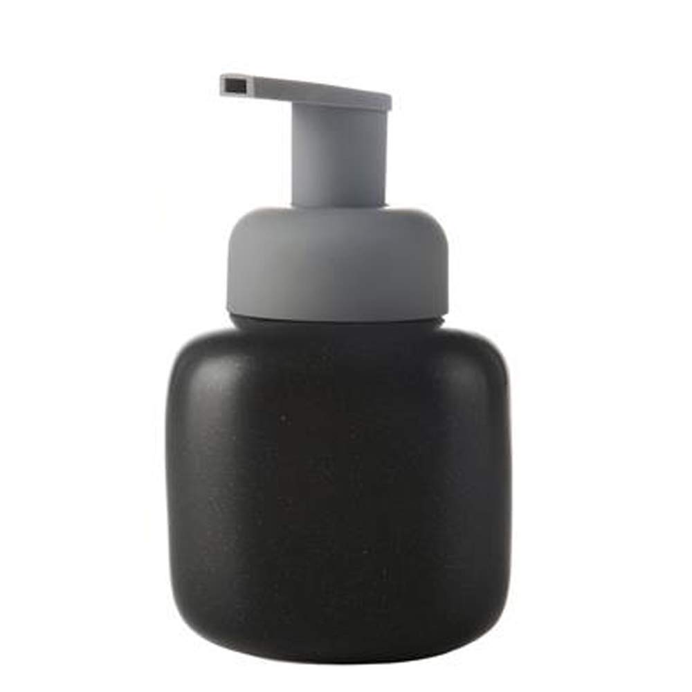 Black Ceramic Foaming Soap Dispenser Pump Bottle - 300ml Square Design for Kitchen, Bathroom & Vanity Countertops - Eco-Friendly Hand Wash Dispenser for Home, Office and Restaurant Use