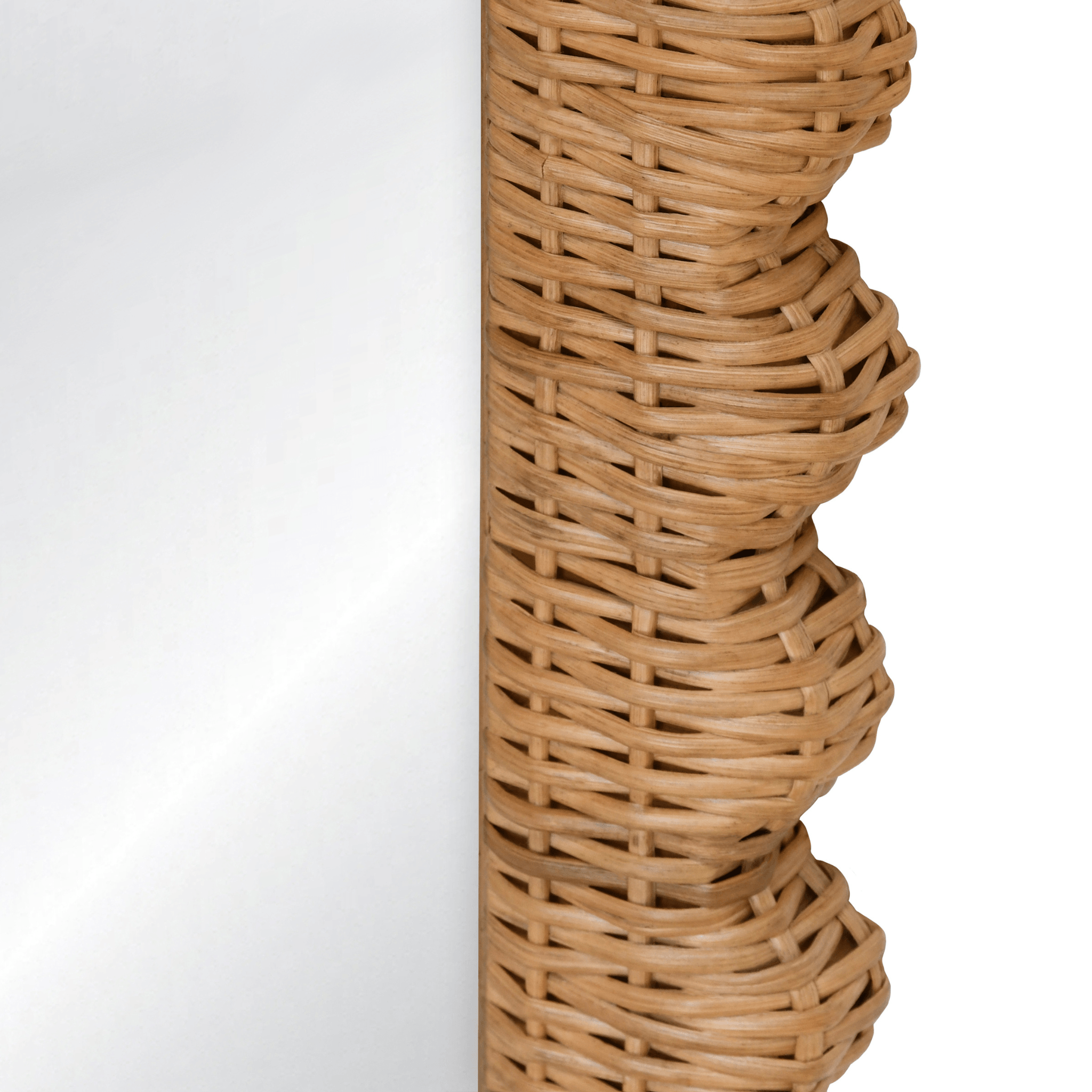 Britton Rattan Floor Mirror - Full Length Standing Mirror with Natural Woven Rattan Frame, 60