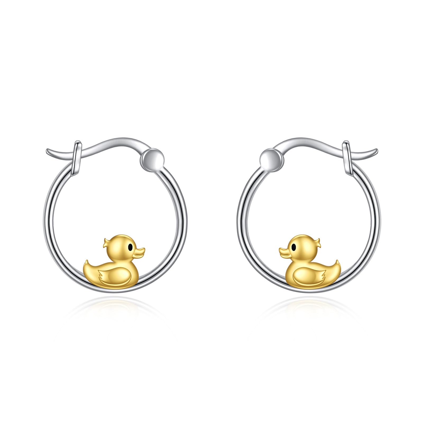 925 Sterling Silver Animal Hoop Earrings for Women - Duck, Seal, Capybara, Octopus, Rabbit, Panda, Crocodile, Unicorn, Black Cat, Butterfly, Owl, Bee, Penguin | Cute Dainty Jewelry Gift for Her, Everyday Wear & Special Occasions