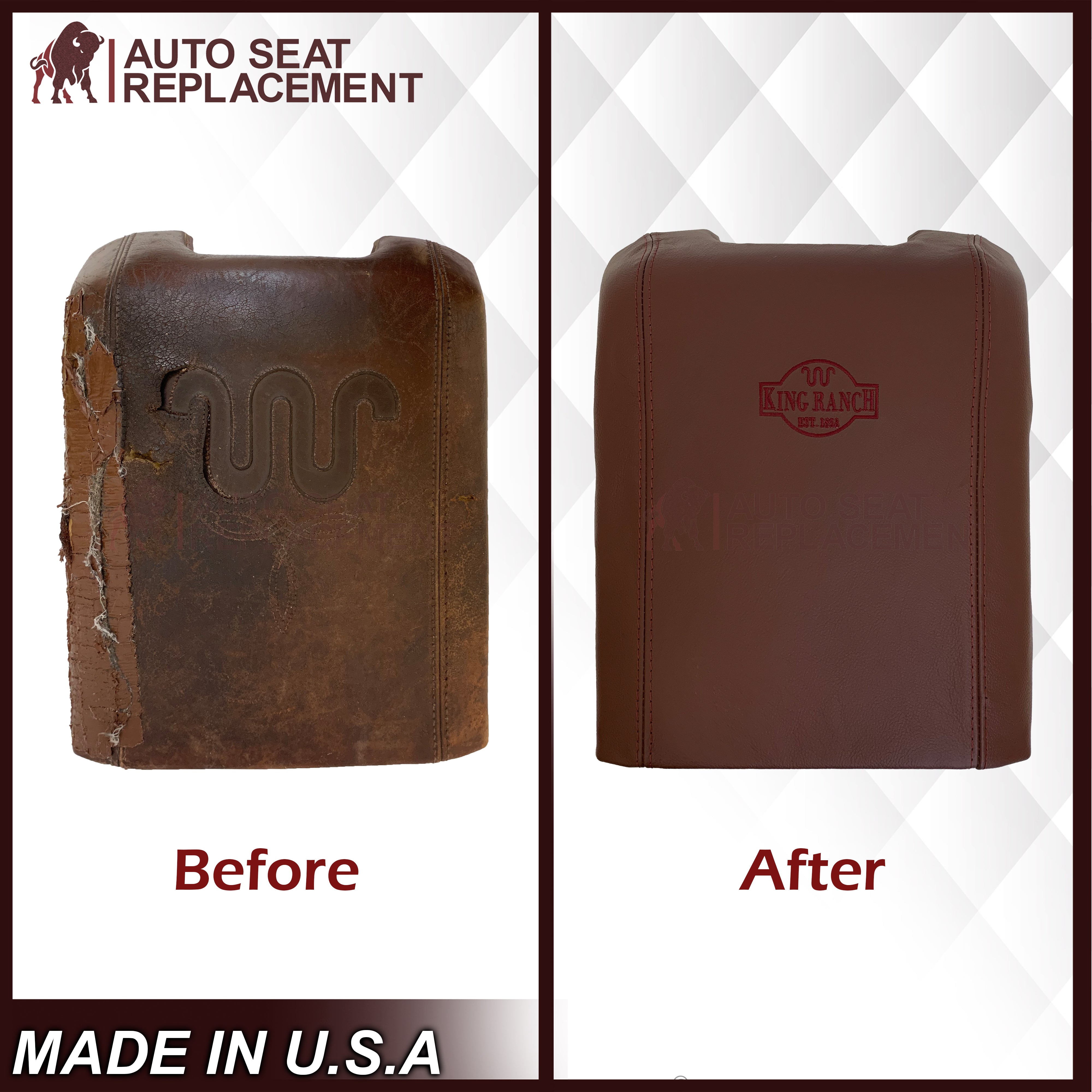 2011-2014 Ford F-250 King Ranch Genuine Leather Replacement Center Console Lid & Armrest Cover - Premium Upgrade for Truck Interior Comfort (Perfect for Road Trips & Daily Commutes)