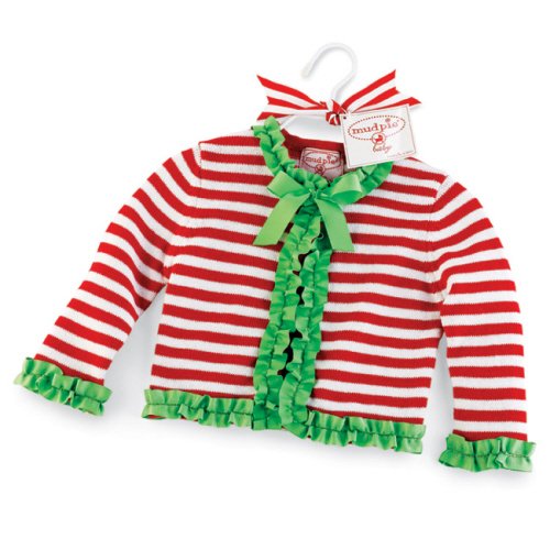 Stylish Mud Pie Striped Cardigan with Grosgrain Ruffle Trim | Women's Casual Knitwear for Fall & Winter | Perfect for Office, Coffee Dates & Weekend Outings