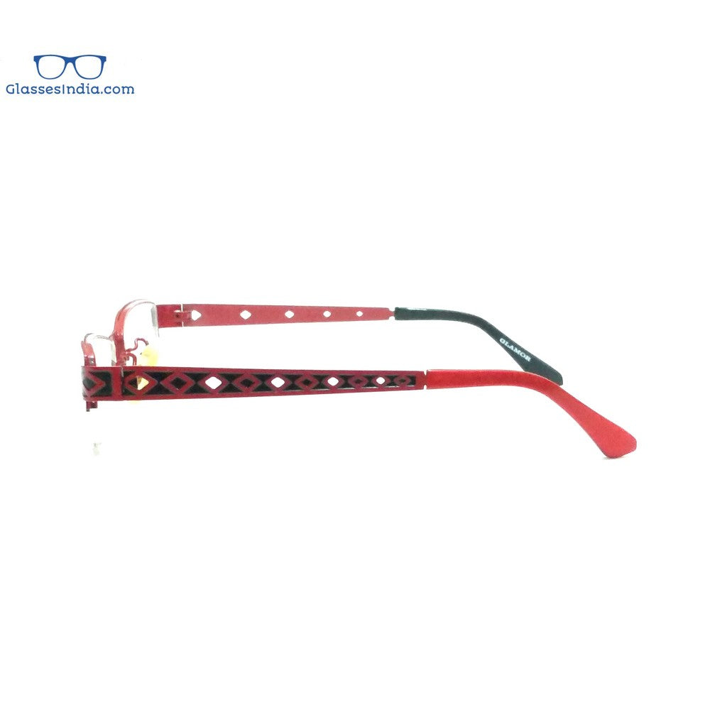 Blue Light Blocking Computer Glasses for Women - Red Supra Half Rimless Anti Eye Strain Glasses (A0558) - Perfect for Office Work, Gaming & Screen Time Protection