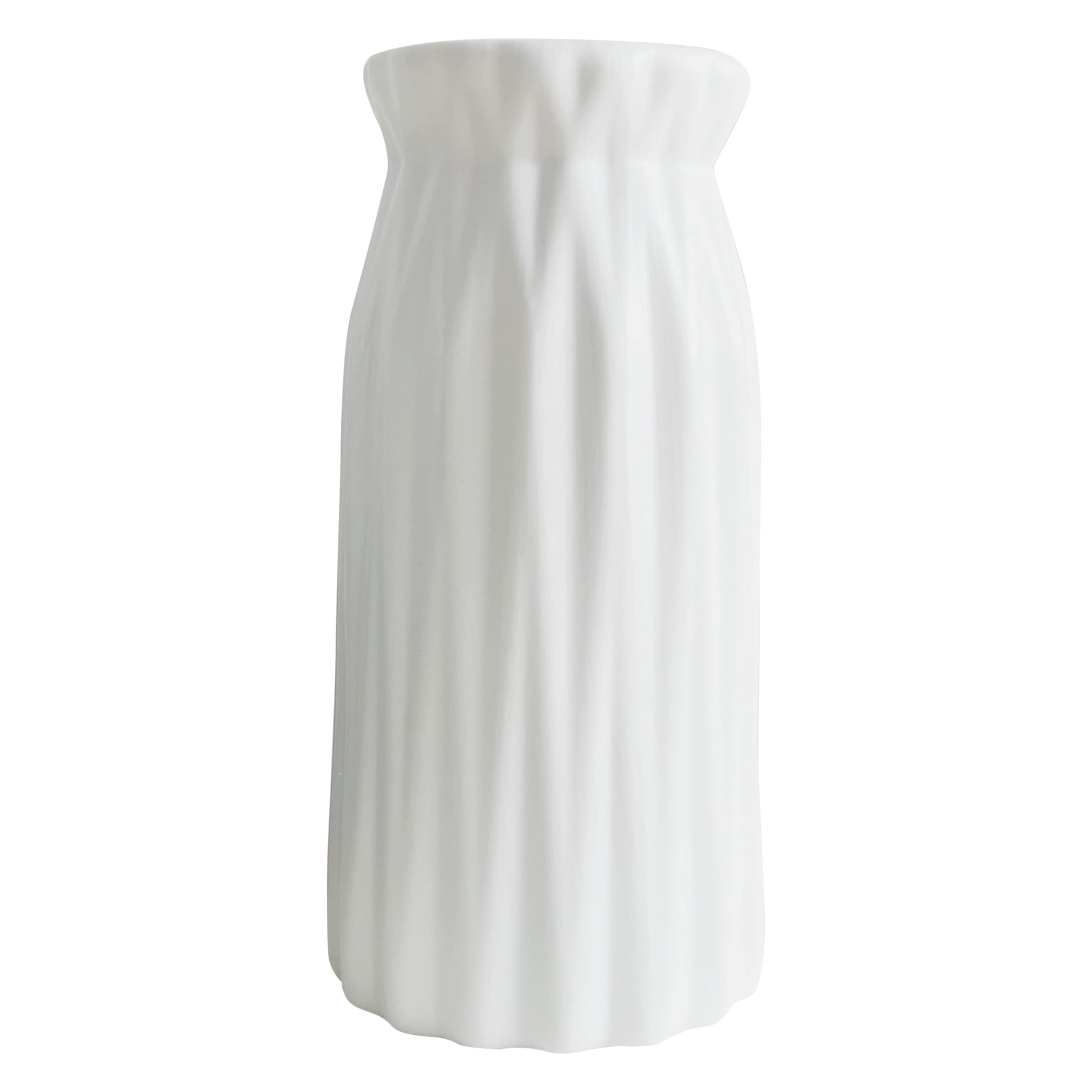 Rustic Ceramic Vase for Modern Farmhouse Decor - Handcrafted Shelf, Table, Bookshelf & Mantle Centerpiece - Perfect for Entryway & Living Room Home Accents (Classic White)