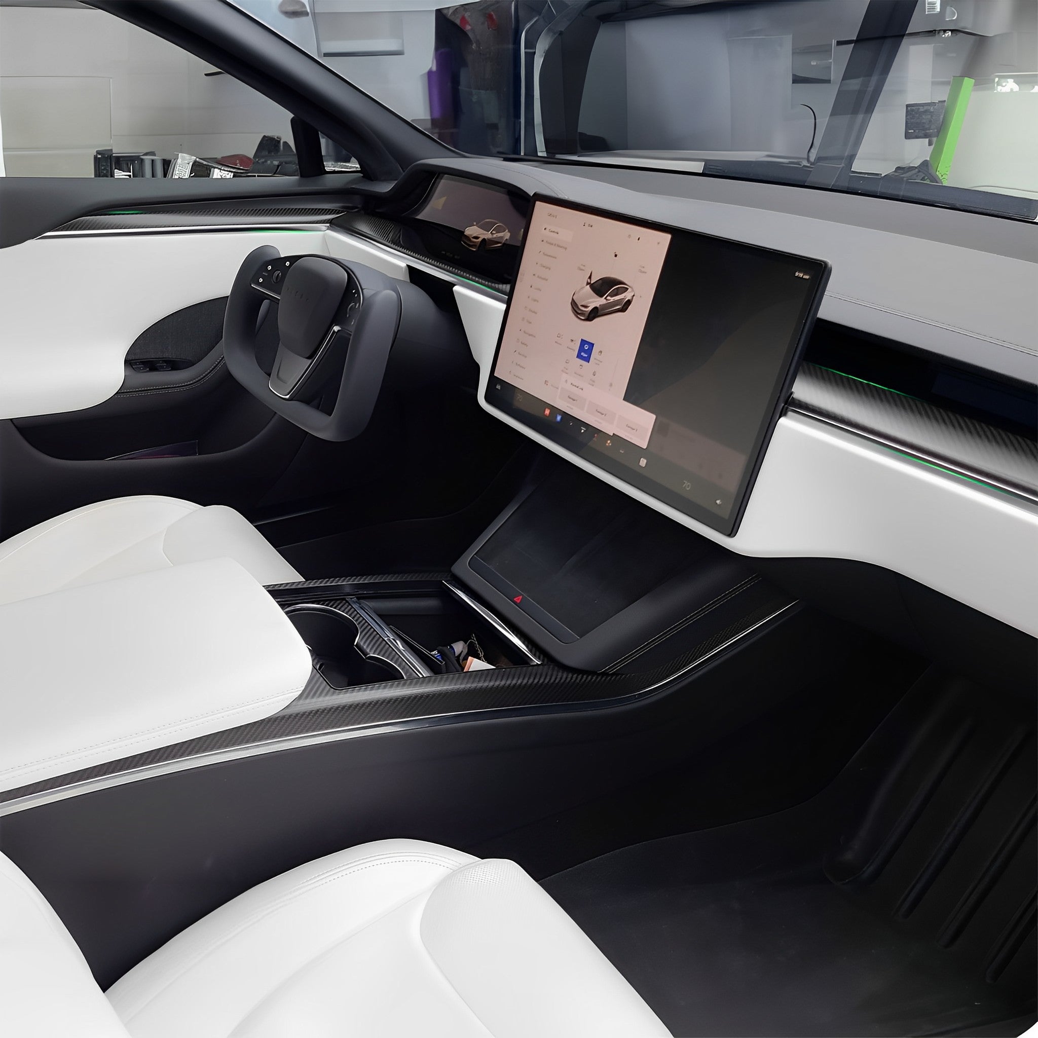 Premium Carbon Fiber Dashboard & Door Trim Kit for 2021-2023 Tesla Model S & Model X - YESLAK Interior Upgrade | Luxury Car Accessories for Enhanced Driving Experience