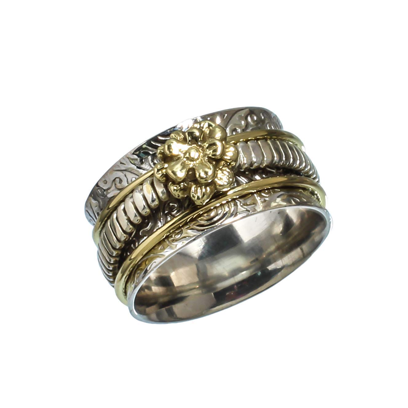 Kanika Jewelry Trove Wide Band Vintage Style 925 Sterling Silver Spinner Ring for Stress Relief & Anxiety - Perfect for Meditation, Gift Giving & Everyday Wear