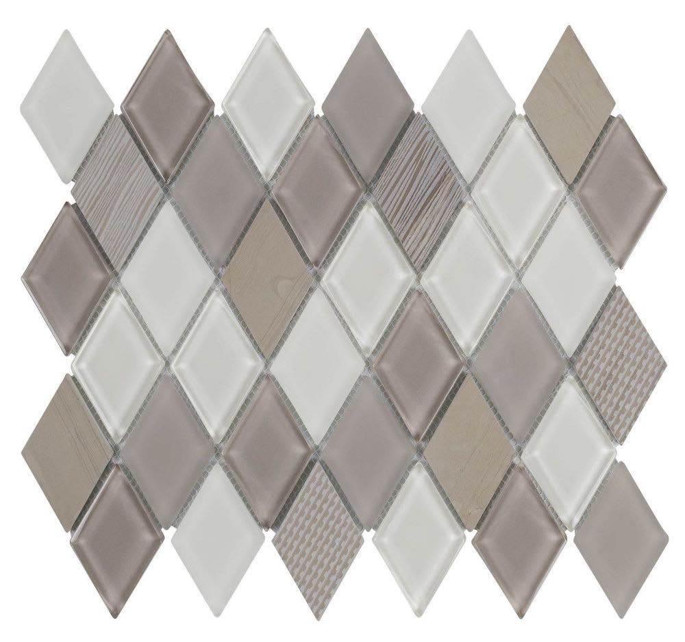 Premium Diamond Haisa Dark Marble & Glass Mosaic Tile for Kitchen Backsplash, Bathroom Wall, and Shower Surround – Waterproof & Stylish Home Decor