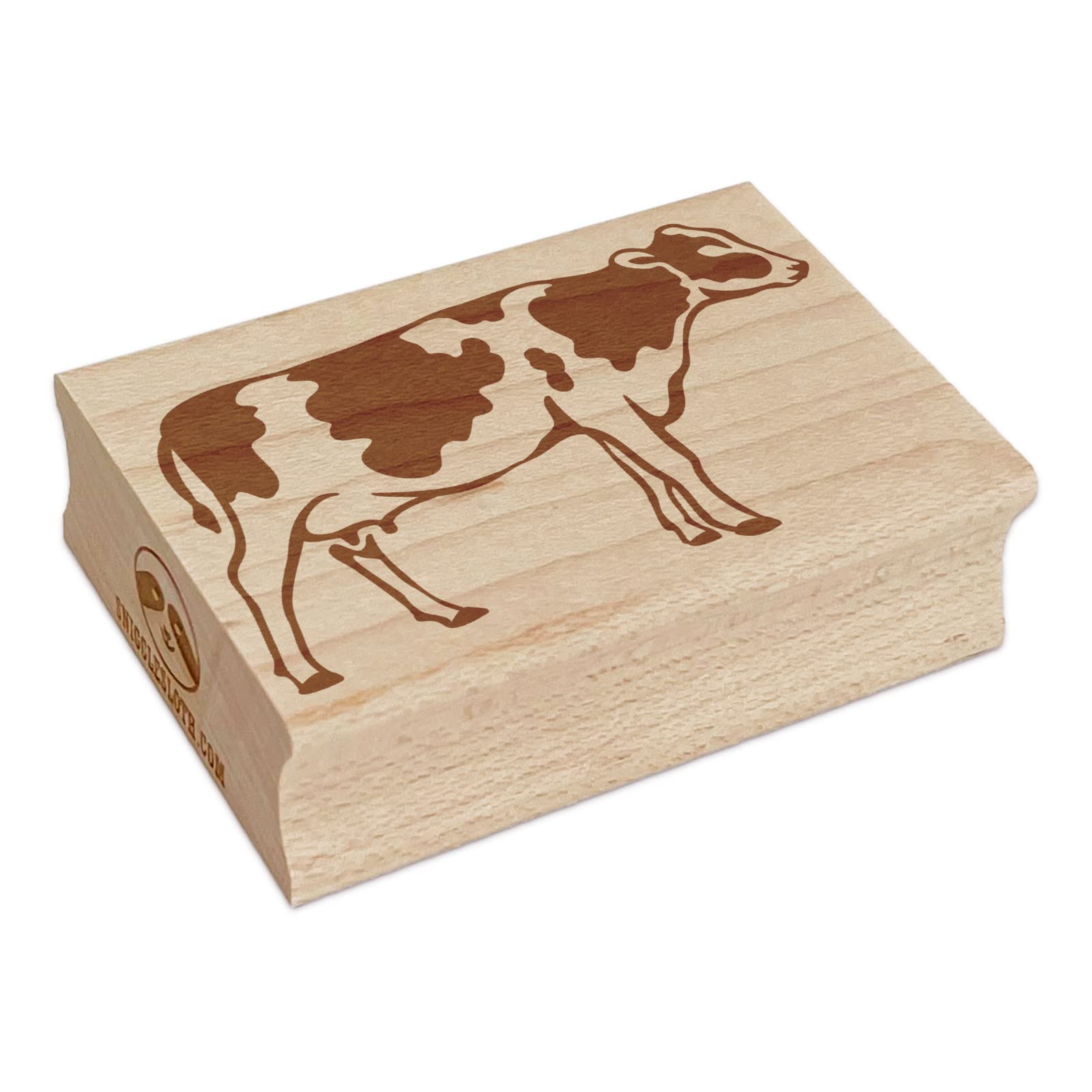 Farm Dairy Cow Milk Side Rectangle Rubber Stamp for Stamping, Scrapbooking, Card Making - 1.7 Inch Small Craft Stamp for DIY Projects, Invitations, and Gift Wrapping