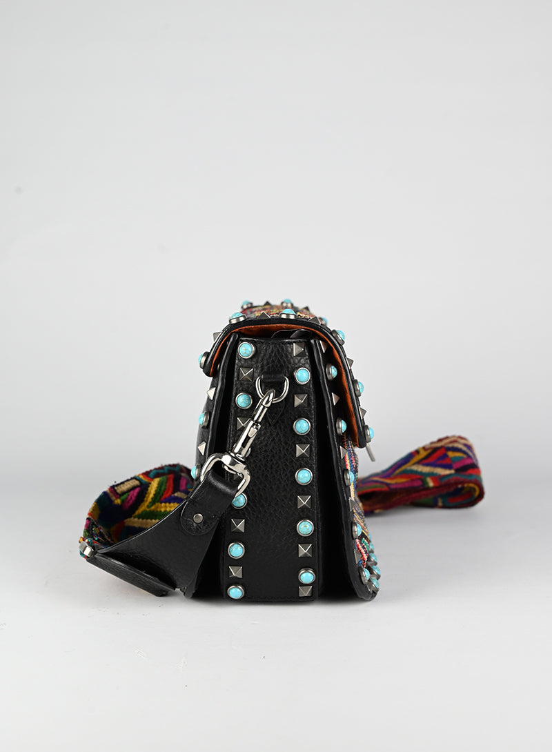 Valentino Rockstud Beaded Guitar Bag - Luxury Crossbody Purse for Women | Perfect for Parties, Dates & Evening Events