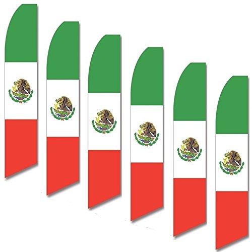 6 Pack Mexico Flags - Premium Mexican Swooper Banners for Parties, Sporting Events & Patriotic Decorations