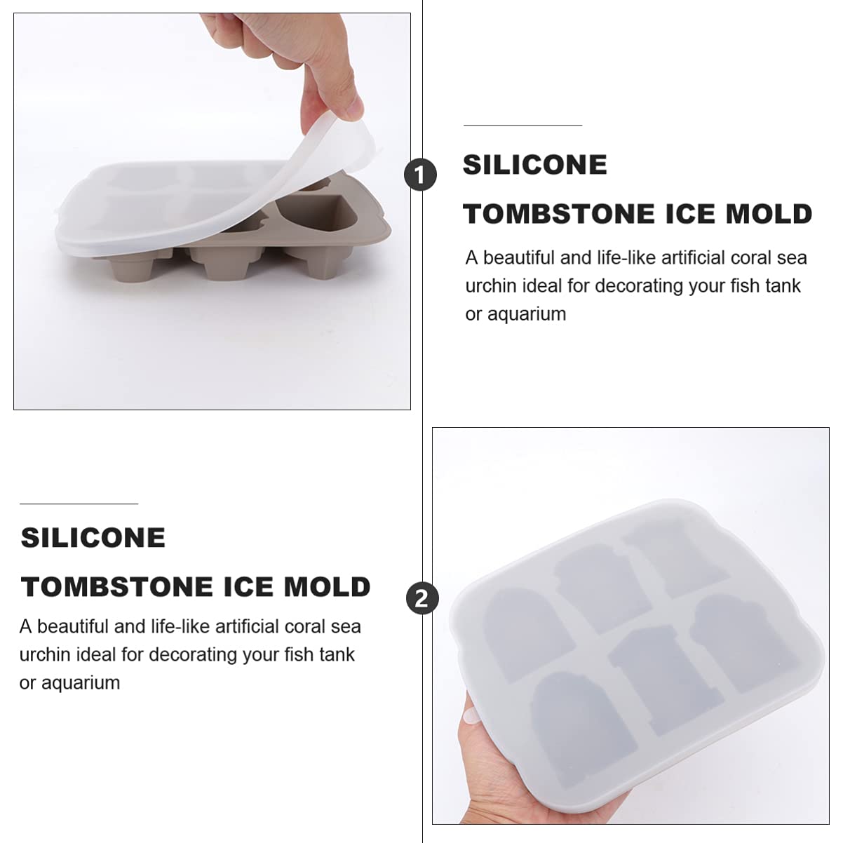 Halloween Tombstone Ice Maker - Silicone Ice Mold & Tray for Spooky Cocktails, Party Drinks, and Themed Beverages