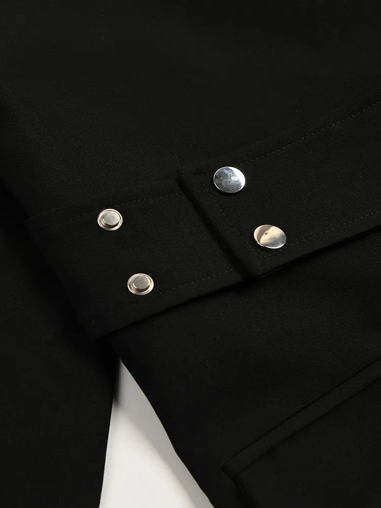 Women's Asymmetrical Solid Blazers - Notched Collar Long Sleeve Patchwork Button Loose Casual Jacket for Office, Party & Everyday Wear | Fashion Outerwear for Women