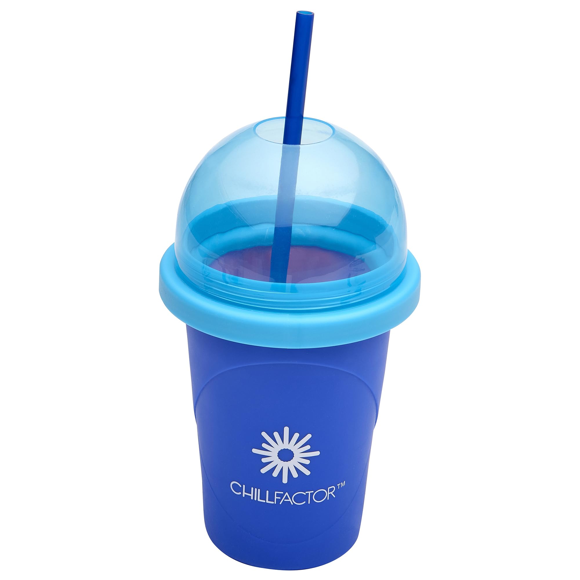 Cra-Z-Art ChillFactor Original Slushie Maker - DIY Magic Slushy Maker for Kids & Adults, Super Quick Smoothie Squeeze Cup for Milkshakes, Juices, and Frozen Drinks - Double Layer Insulated Cup with Lid & Spoon (Blue) - Perfect for Summer Parties, BBQs, and Family Fun