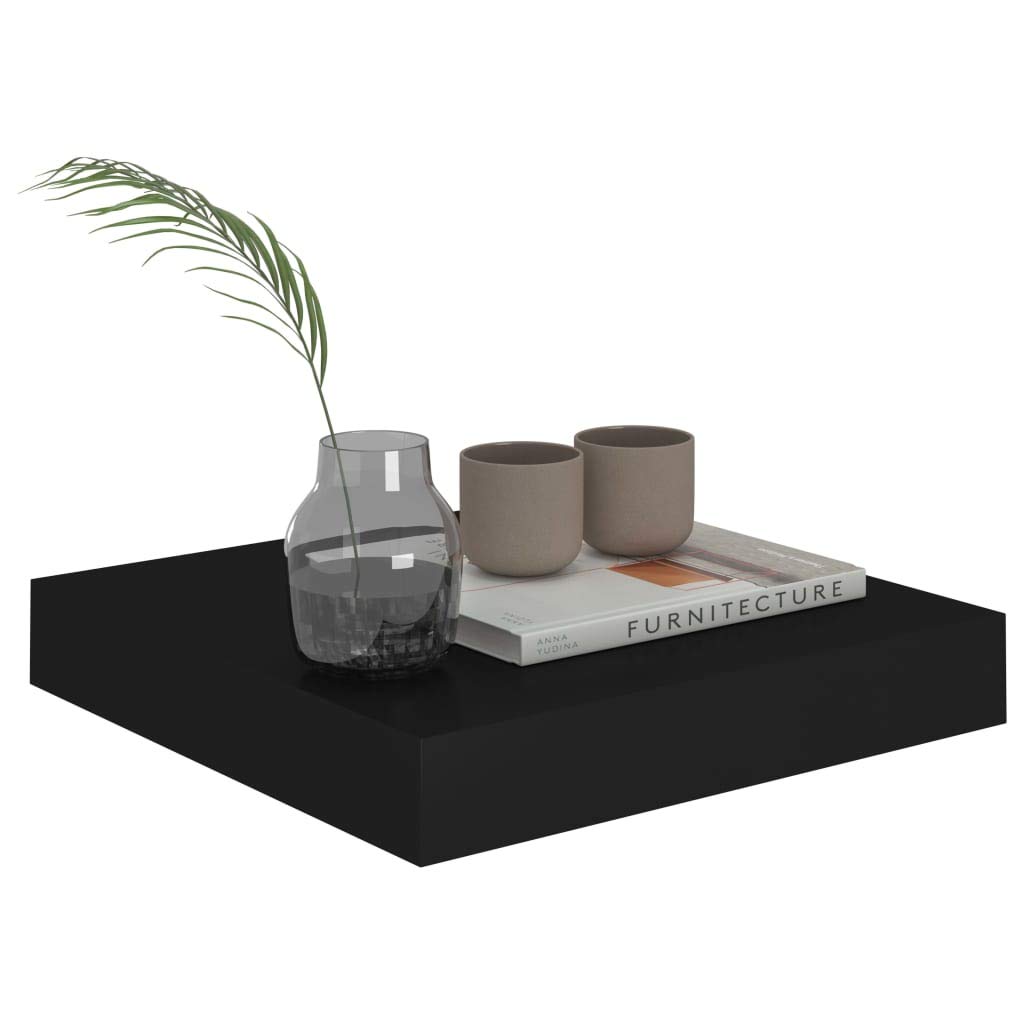 Modern Floating Wall Shelf - Black MDF Ledge Shelf 9.1