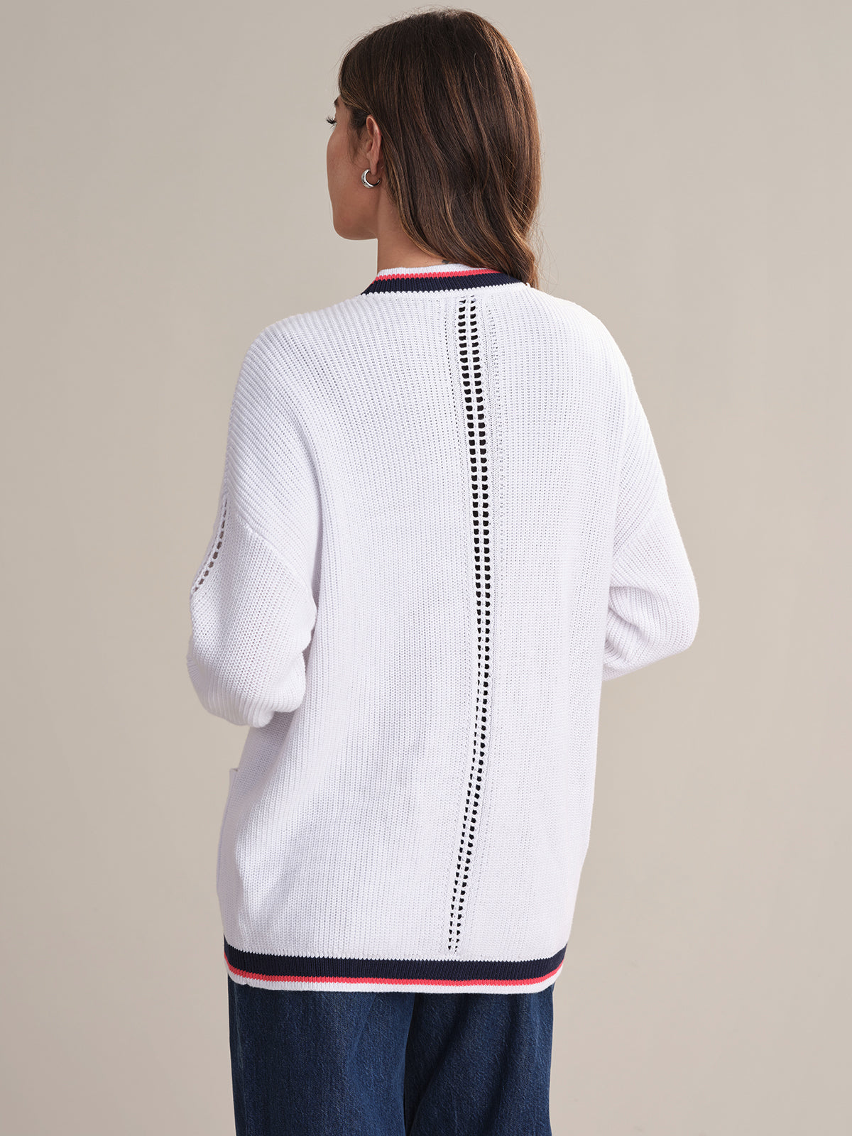 Janet: Stylish Varsity Stripe Cardigan Sweater for Women | Trendy Casual Wear for College, Office & Everyday Outfits