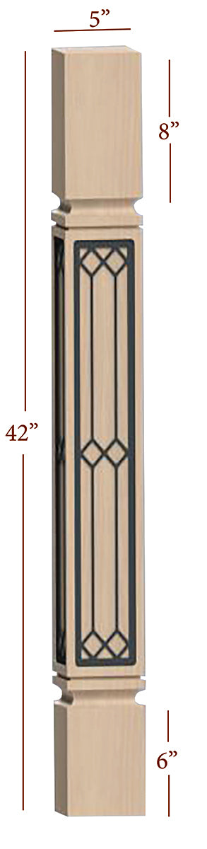 Fast Snap Mission Bar Post with Windsor Metal Inlay - 42