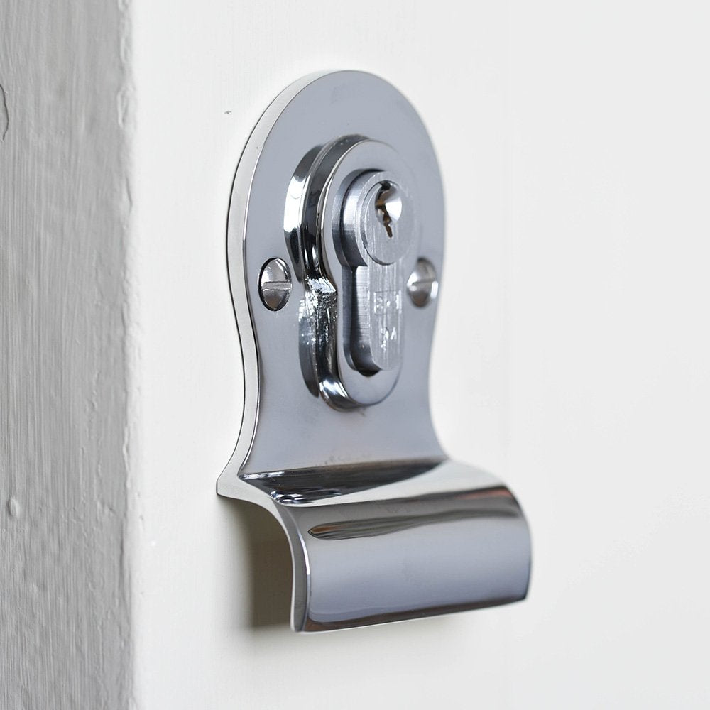Polished Chrome Euro Cylinder Latch Pull - Large Door Handle for Modern Homes | Perfect for Bedroom, Bathroom & Cabinet Doors