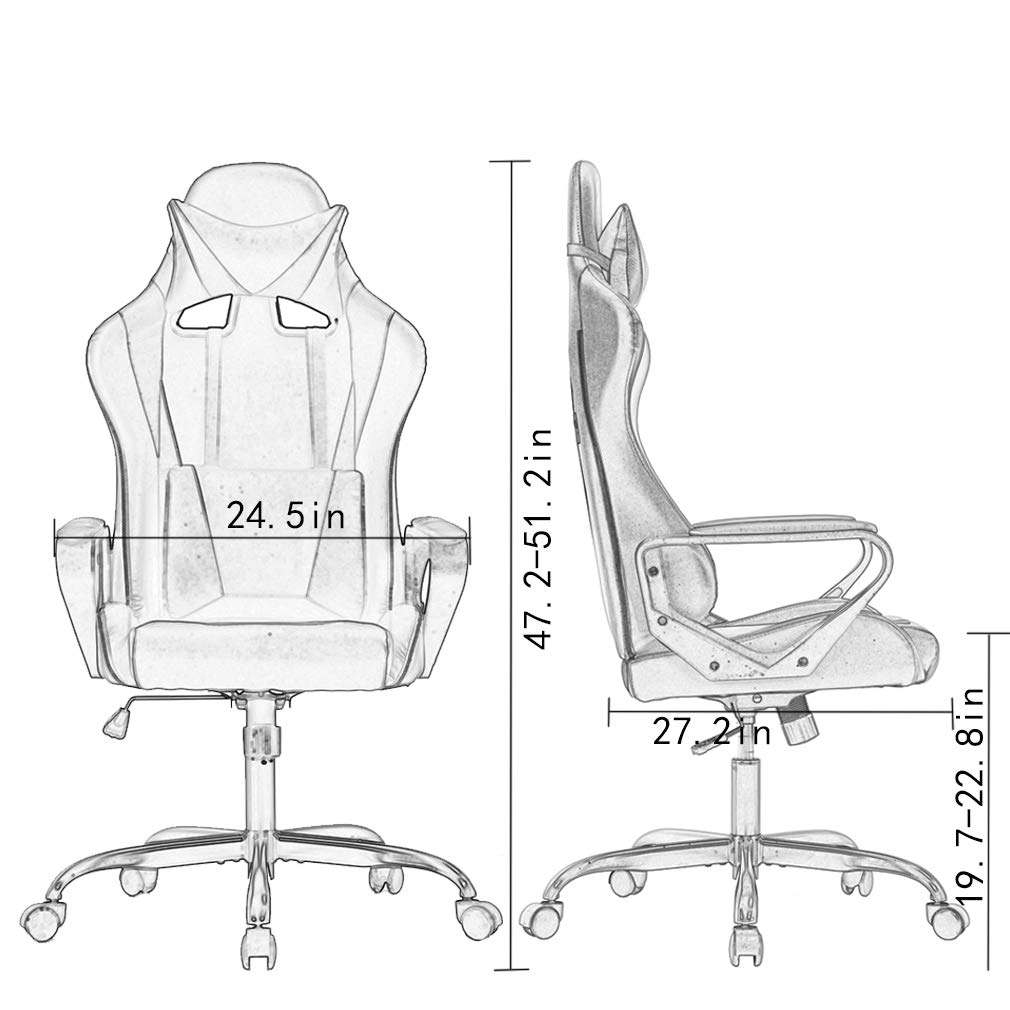 Best Ergonomic High-Back Gaming Chair - PU Leather Office Computer Desk Chair with Lumbar Support & Swivel Base - Comfortable Racing Style Task Chair for Back Pain Relief (Blue) - Perfect for Home Office, Gaming Setup & Workstation