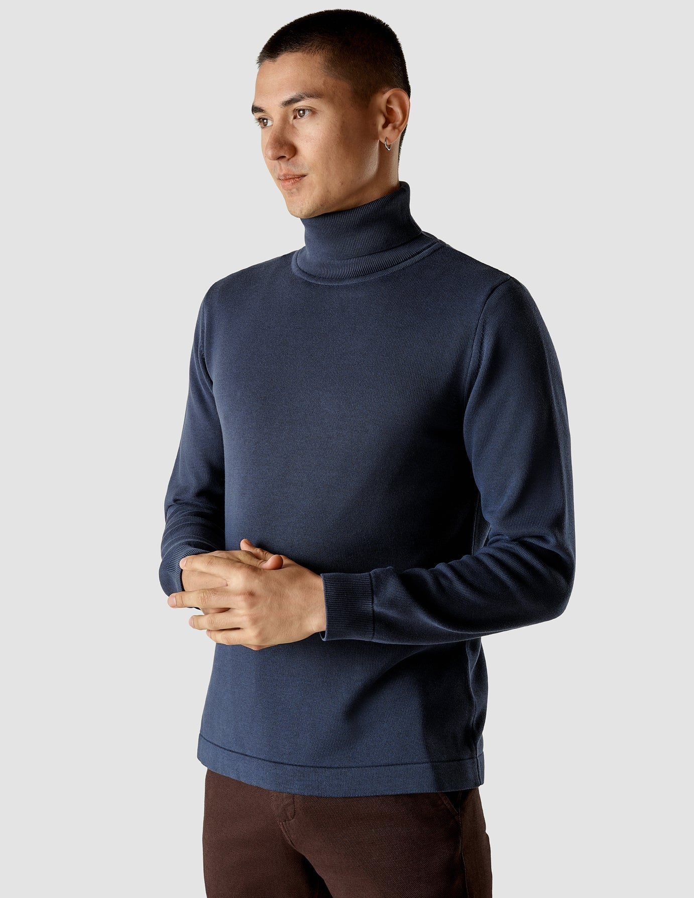 Premium Fine Knit Turtleneck Sweater for Women - Soft Navy Blue Pullover - Perfect for Office, Date Night & Winter Layering