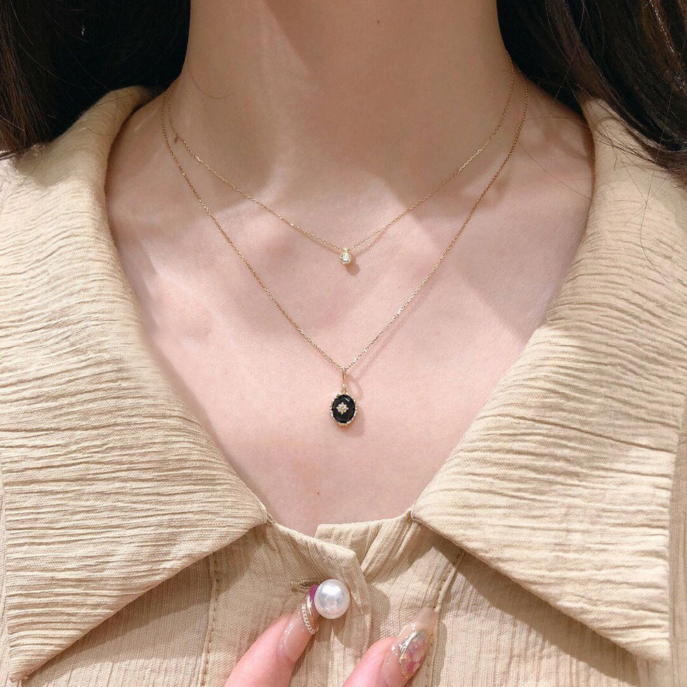 Vintage Black Agate Celestial Ring and Pendant Set - Elegant Jewelry for Women | Perfect for Gifts, Parties & Spiritual Healing | HJZB 378
