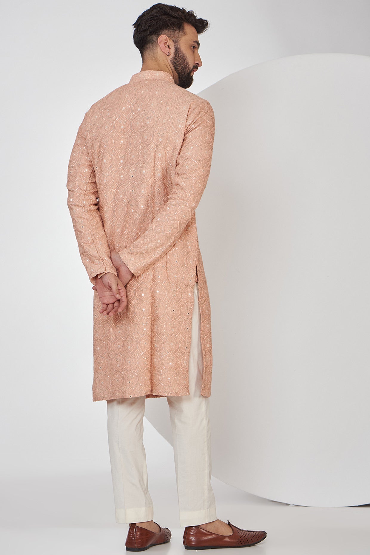 Elegant Peach Chikankari Kurta for Women - Traditional Indian Embroidered Tunic Top - Perfect for Festivals, Weddings & Casual Wear
