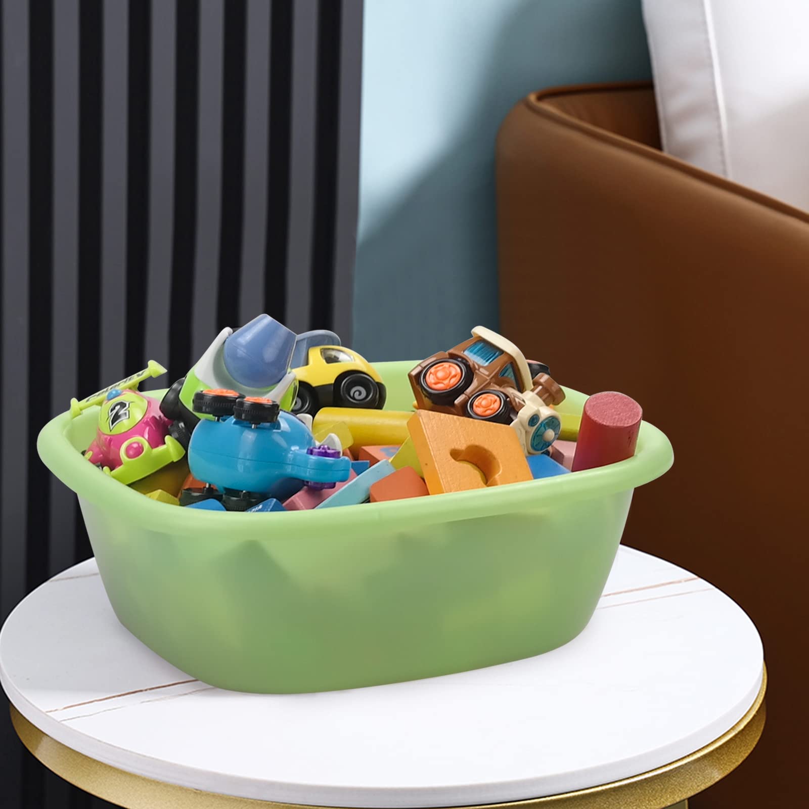 Kiddream Set of 4 Colorful Small Square Plastic Wash Basins - Multipurpose Kitchen Sink, Bathroom, Laundry & Craft Organizer Bins for Home Use