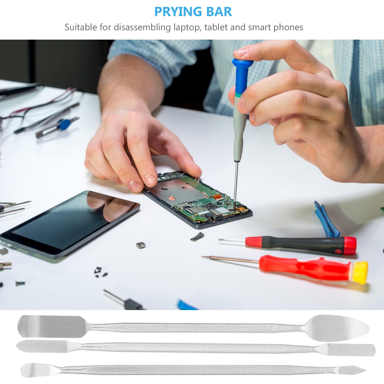 Professional Laptop Spudger Pry Tool Kit - 5-Piece Mobile Battery Prying Set with Metal Spudger & Watch Battery Opener | Perfect for iPhone, Samsung Screen Repair & Electronics Maintenance | Computer, Smartphone, Tablet Repair Tools