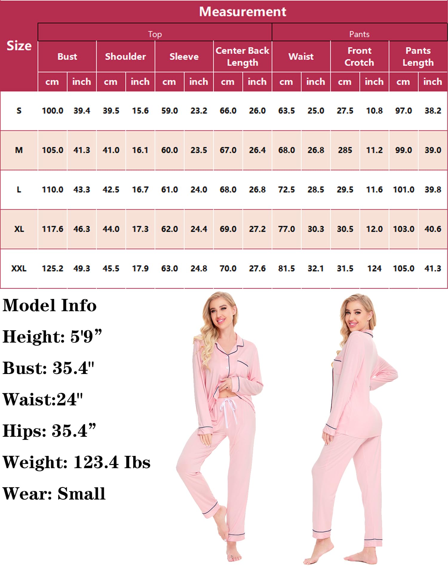 SWOMOG Women's Long Sleeve Pajama Set - Soft Cotton Button Down Sleepwear & Lounge Pjs for Nighttime Comfort, Cozy Home Wear, and Relaxing Evenings