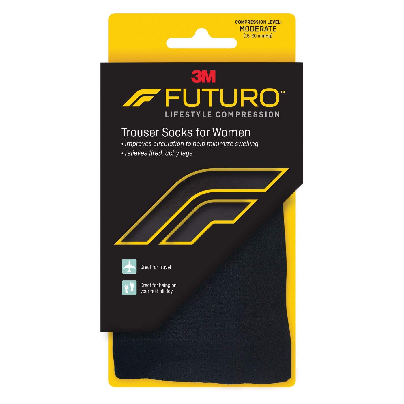 FUTURO Women's Moderate Compression Trouser Socks - Black (9-Pack) | Comfortable Support for Work, Travel & Everyday Wear