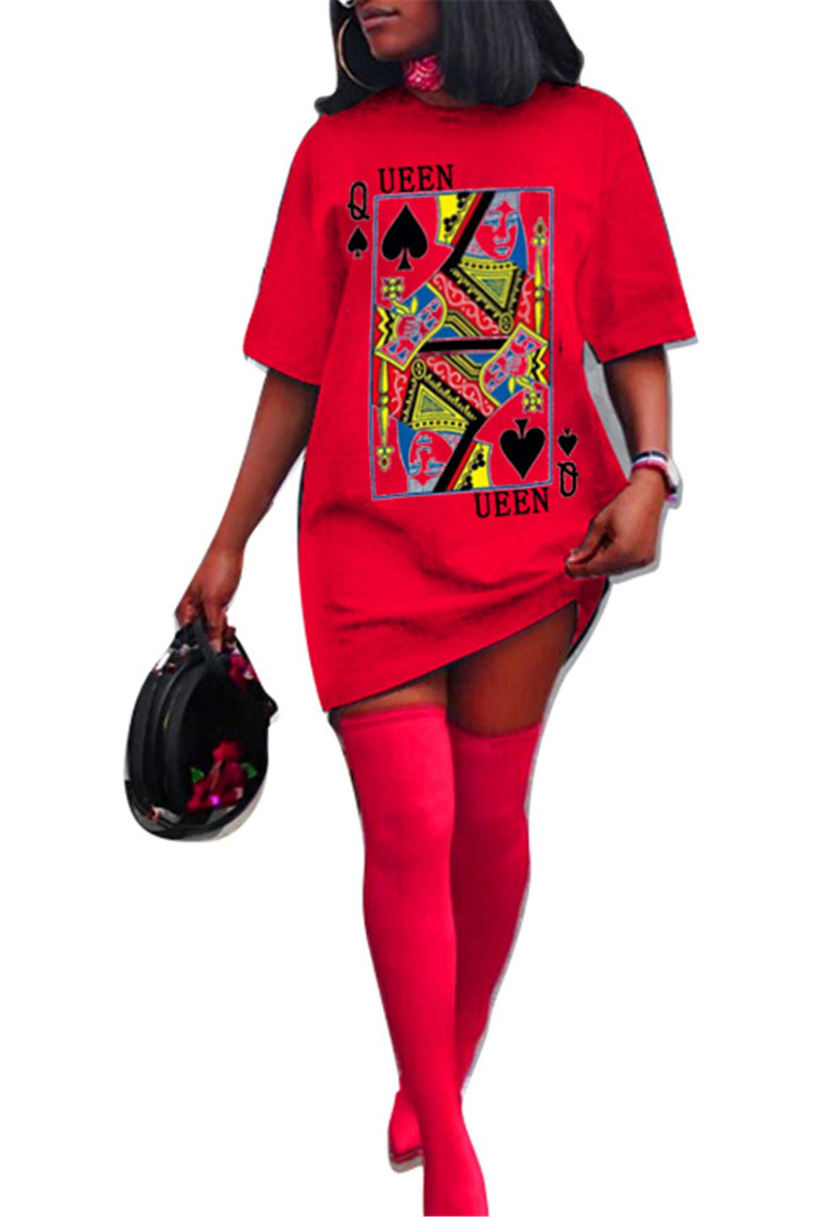 Women's Casual Printed Loose Longline Tops - Short Sleeve Fashion Dresses for Summer Outfits, Beach Wear & Daily Comfort
