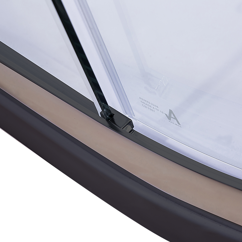6mm Black Rounded Sliding Curved Shower Screen 100x100cm with White Base - Perfect for Modern Bathroom, Spa & Luxury Shower Enclosures